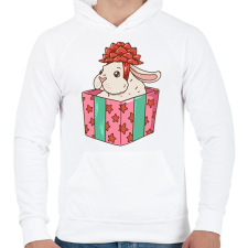 PRINTFASHION Karácsonyi nyuszi - Férfi kapucnis pulóver - Fehér férfi pulóver, kardigán