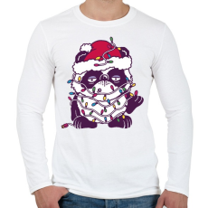 PRINTFASHION Karácsonyi panda - Férfi hosszú ujjú póló - Fehér