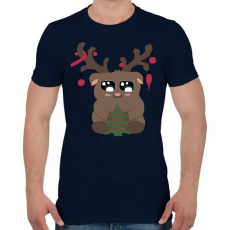 PRINTFASHION karácsonyi rénszarvas - Férfi póló - Sötétkék