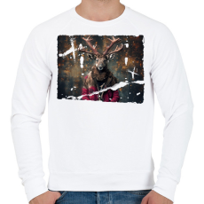 PRINTFASHION Karácsonyi rénszarvas - Férfi pulóver - Fehér