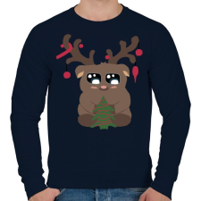PRINTFASHION karácsonyi rénszarvas - Férfi pulóver - Sötétkék férfi pulóver, kardigán