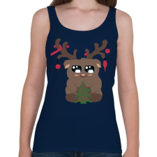 PRINTFASHION karácsonyi rénszarvas - Női atléta - Sötétkék női trikó