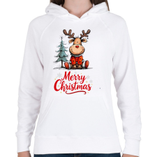 PRINTFASHION karácsonyi rénszarvas - Női kapucnis pulóver - Fehér női pulóver, kardigán