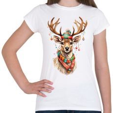 PRINTFASHION Karácsonyi rénszarvas - Női póló - Fehér