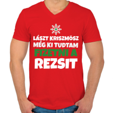 PRINTFASHION KARÁCSONYI REZSI - Férfi V-nyakú póló - Piros férfi póló
