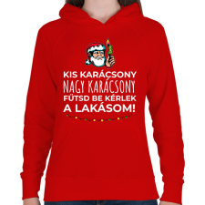 PRINTFASHION Karácsonyi rezsicsökkentés 3 - Női kapucnis pulóver - Piros női pulóver, kardigán