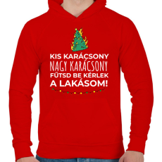 PRINTFASHION Karácsonyi rezsicsökkentés 4 - Férfi kapucnis pulóver - Piros