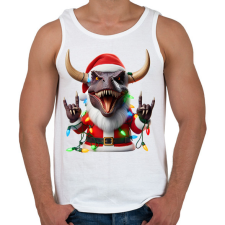 PRINTFASHION Karácsonyi  rocker tirex gitárral - karácsonyi dinoszaurusz - Férfi atléta - Fehér atléta, trikó