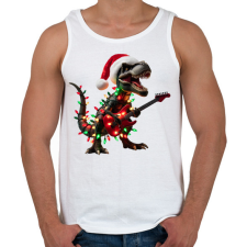PRINTFASHION Karácsonyi  rocker tirex gitárral - karácsonyi dinoszaurusz - Férfi atléta - Fehér atléta, trikó