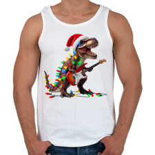 PRINTFASHION Karácsonyi rocker tirex gitárral - karácsonyi dinoszaurusz - Férfi atléta - Fehér atléta, trikó