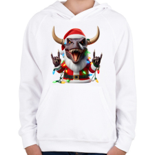 PRINTFASHION Karácsonyi  rocker tirex gitárral - karácsonyi dinoszaurusz - Gyerek kapucnis pulóver - Fehér gyerek pulóver, kardigán