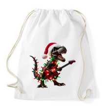 PRINTFASHION Karácsonyi  rocker tirex gitárral - karácsonyi dinoszaurusz - Sportzsák, Tornazsák - Fehér tornazsák