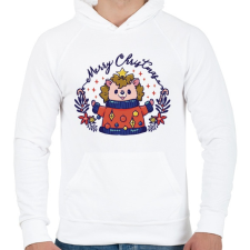 PRINTFASHION Karácsonyi süni - Férfi kapucnis pulóver - Fehér férfi pulóver, kardigán