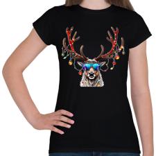 PRINTFASHION karácsonyi szarvas - Női póló - Fekete női póló