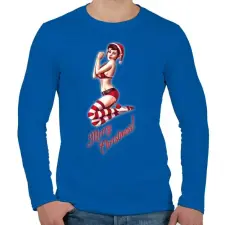 PRINTFASHION Karácsonyi szexi kobold lány - Férfi hosszú ujjú póló - Királykék férfi póló