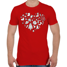 PRINTFASHION Karácsonyi szív - Férfi póló - Piros