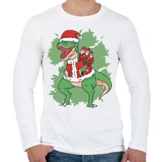 PRINTFASHION Karácsonyi T-rex - Férfi hosszú ujjú póló - Fehér
