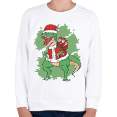 PRINTFASHION Karácsonyi T-rex - Gyerek pulóver - Fehér