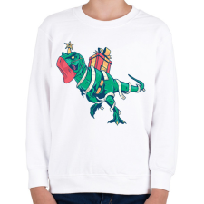 PRINTFASHION Karácsonyi T-Rex - Gyerek pulóver - Fehér gyerek pulóver, kardigán