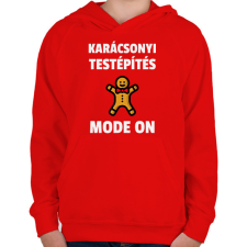 PRINTFASHION KARÁCSONYI TESTÉPÍTÉS - Gyerek kapucnis pulóver - Piros gyerek pulóver, kardigán