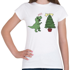 PRINTFASHION Karácsonyi Trex - Női póló - Fehér