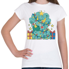 PRINTFASHION Karácsonyi Triceratops - Női póló - Fehér