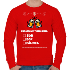 PRINTFASHION KARÁCSONYI TÚLÉLŐ LISTA - Férfi pulóver - Piros