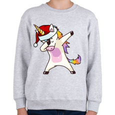 PRINTFASHION Karácsonyi unikornis dabbing - Gyerek pulóver - Sport szürke