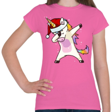 PRINTFASHION Karácsonyi unikornis dabbing - Női póló - Rózsaszín