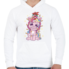 PRINTFASHION Karácsonyi unikornis - Férfi kapucnis pulóver - Fehér