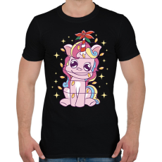 PRINTFASHION Karácsonyi unikornis - Férfi póló - Fekete