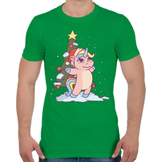 PRINTFASHION Karácsonyi unikornis - Férfi póló - Zöld