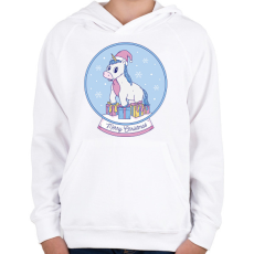 PRINTFASHION Karácsonyi unikornis - Gyerek kapucnis pulóver - Fehér