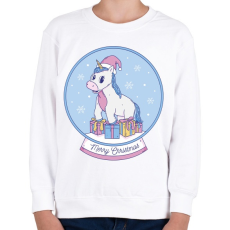 PRINTFASHION Karácsonyi unikornis - Gyerek pulóver - Fehér
