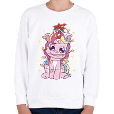 PRINTFASHION Karácsonyi unikornis - Gyerek pulóver - Fehér