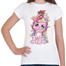 PRINTFASHION Karácsonyi unikornis - Női póló - Fehér