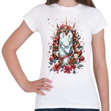 PRINTFASHION Karácsonyi unikornis - Női póló - Fehér női póló