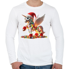 PRINTFASHION Karácsonyi Unikornis / Pegazus / póni - Férfi hosszú ujjú póló - Fehér