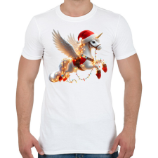 PRINTFASHION Karácsonyi Unikornis / Pegazus / póni - Férfi póló - Fehér férfi póló