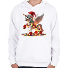 PRINTFASHION Karácsonyi Unikornis / Pegazus / póni - Gyerek kapucnis pulóver - Fehér