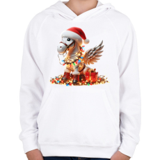 PRINTFASHION Karácsonyi Unikornis / Pegazus / póni - Gyerek kapucnis pulóver - Fehér
