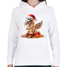 PRINTFASHION Karácsonyi Unikornis / Pegazus / póni - Női kapucnis pulóver - Fehér