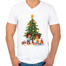 PRINTFASHION Karácsonyozás - Férfi V-nyakú póló - Fehér férfi póló