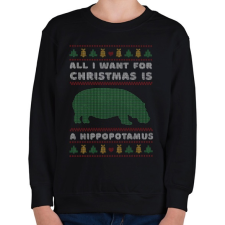 PRINTFASHION Karácsonyra vízilovat szeretnék - Gyerek pulóver - Fekete gyerek pulóver, kardigán