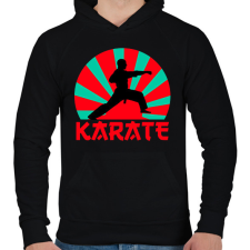 PRINTFASHION KARATE - Férfi kapucnis pulóver - Fekete férfi pulóver, kardigán