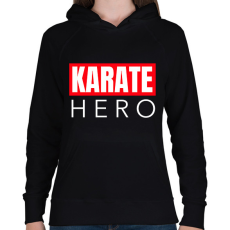 PRINTFASHION KARATE HERO - Női kapucnis pulóver - Fekete