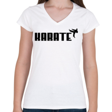PRINTFASHION KARATE - Női V-nyakú póló - Fehér