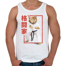 PRINTFASHION Karatés cica - Férfi atléta - Fehér atléta, trikó