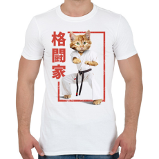 PRINTFASHION Karatés cica - Férfi póló - Fehér