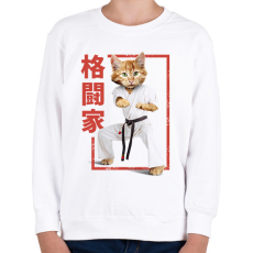 PRINTFASHION Karatés cica - Gyerek pulóver - Fehér